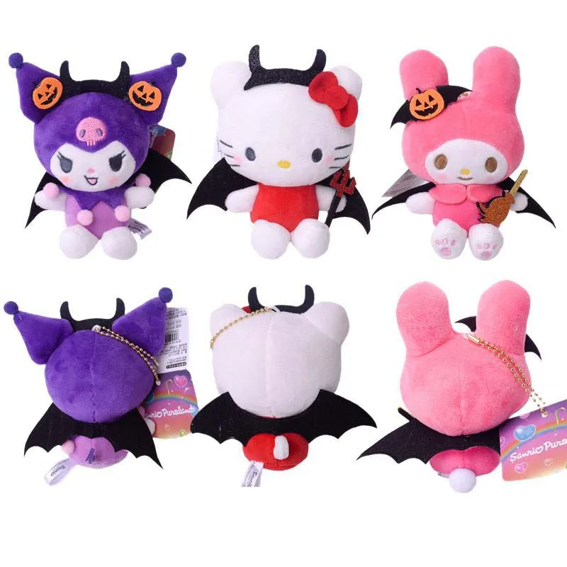 

New Kawaii Sanriod Anime Halloween Series Mymelody Kuromi Cosplay Demon Plush Doll Toy Keychain Small Pendant Gift