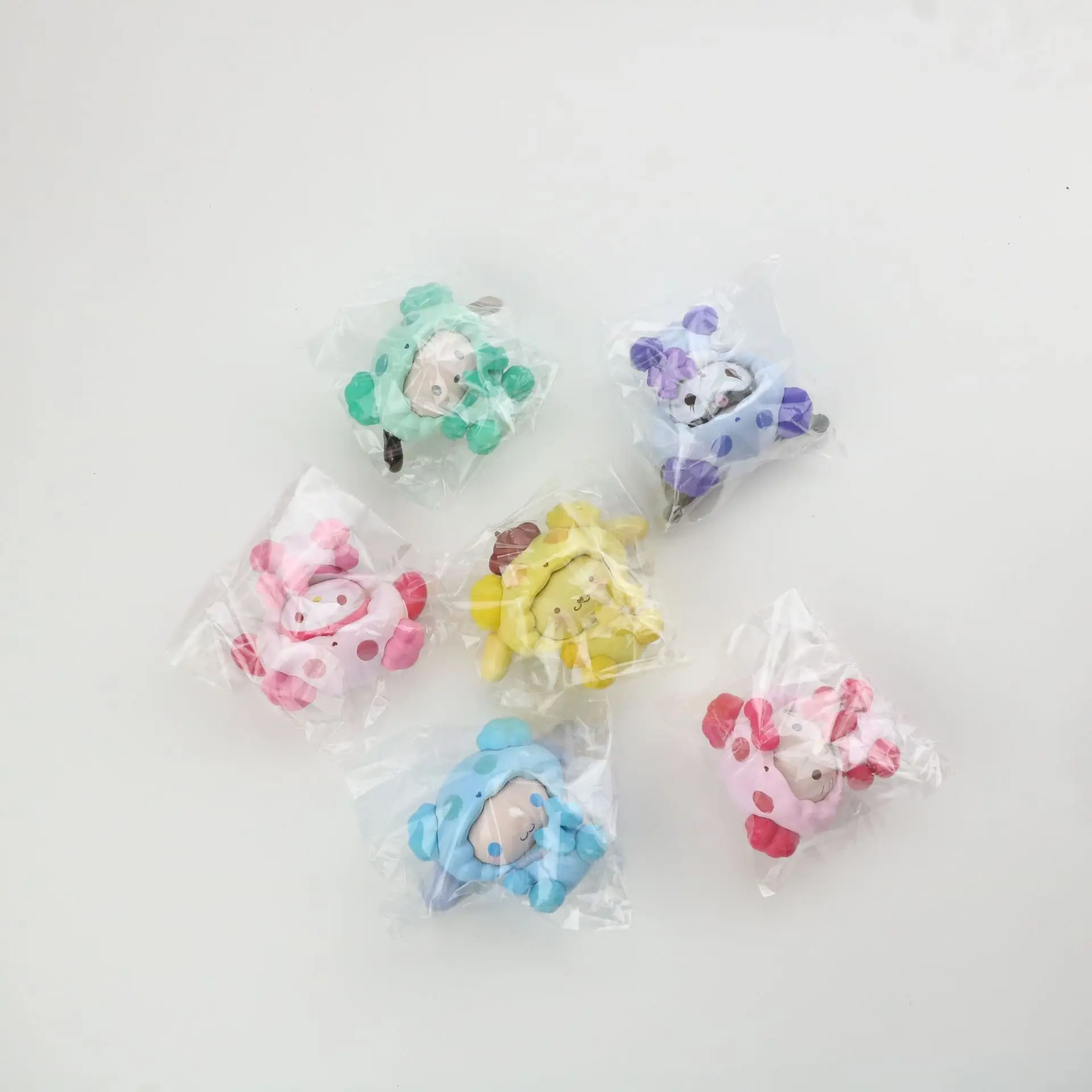 6Pcs Kawaii Kuromi Melody Cinnamoroll PC Dog Cos Panda Series Cartoon Ornaments Q Version Pendant PVC Cute Figures Toy Kids Gift - купить по