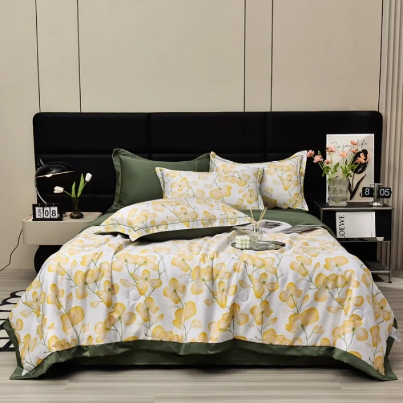 

Quilts European Luxury Soft Summer Quilt Ice Air Conditioning Comforters Bedspread On The Bed Blanket Double Bed For Home Decor