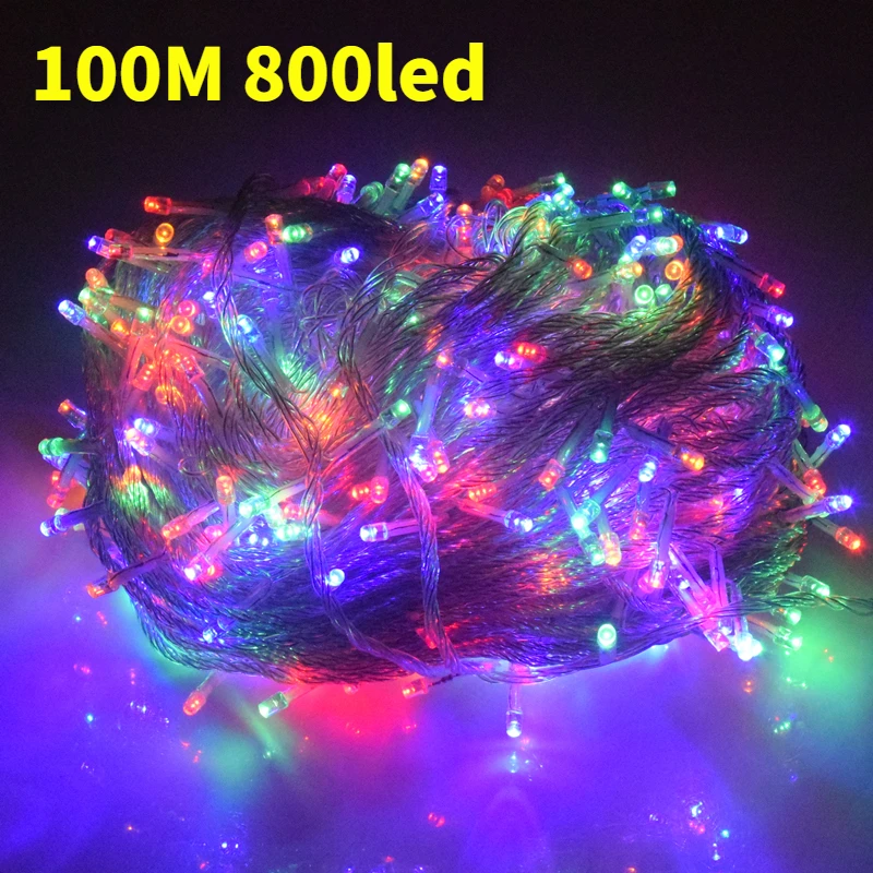 

СВЕТОДИОДНАЯ Гирлянда 100 м, 50 м, 30 м, 20 м, 10 м, 5 м, Рождественская светодиодная гирлянда с европейской вилкой, 220 В, светодиодная гирлянда, уличн...