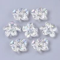 10pcs transparent acrylic beads ab color plated flower clear ab 20 5x24x9mm hole 1 4mm