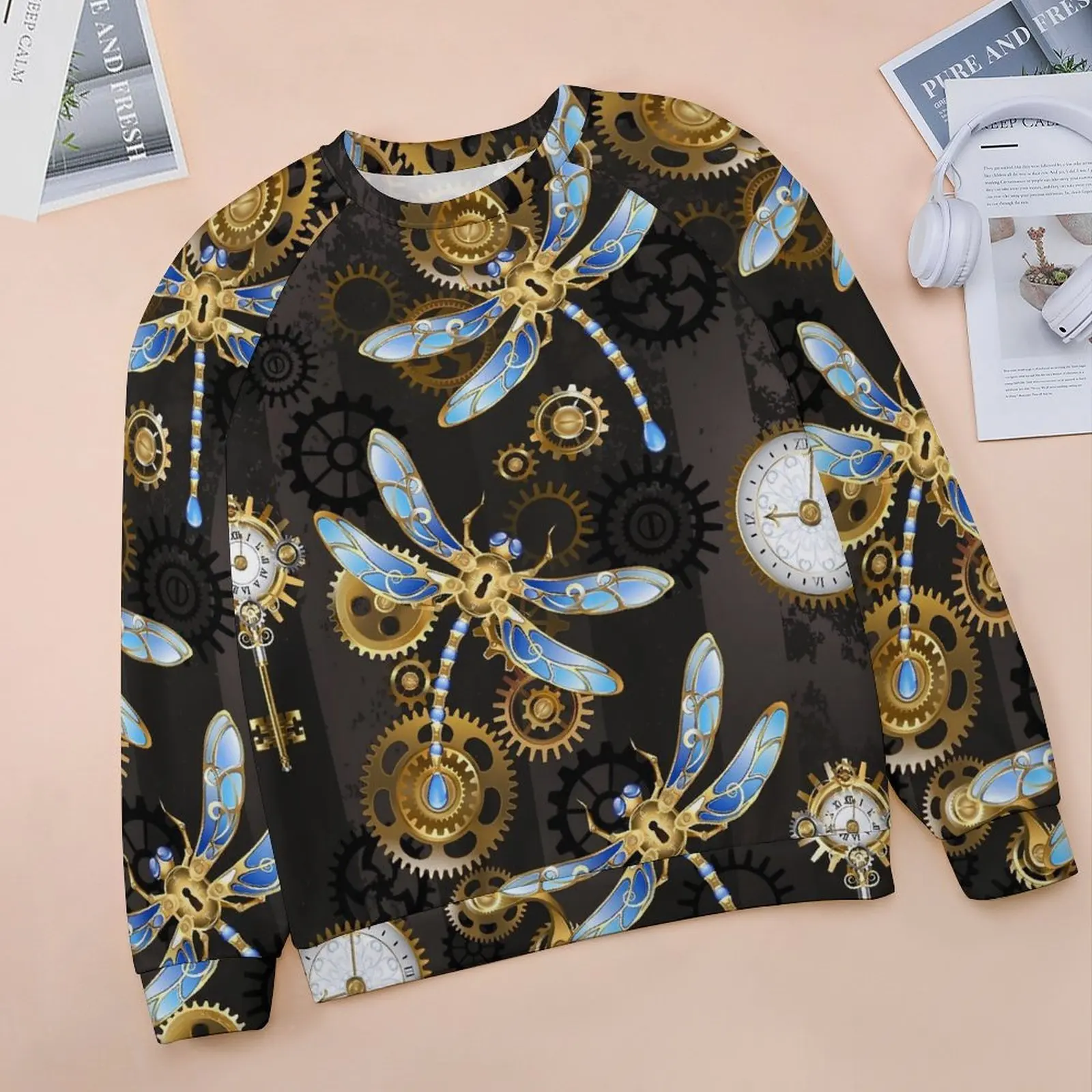 Толстовки со стрекозами в стиле стимпанк абстрактные животные хип-хоп большие