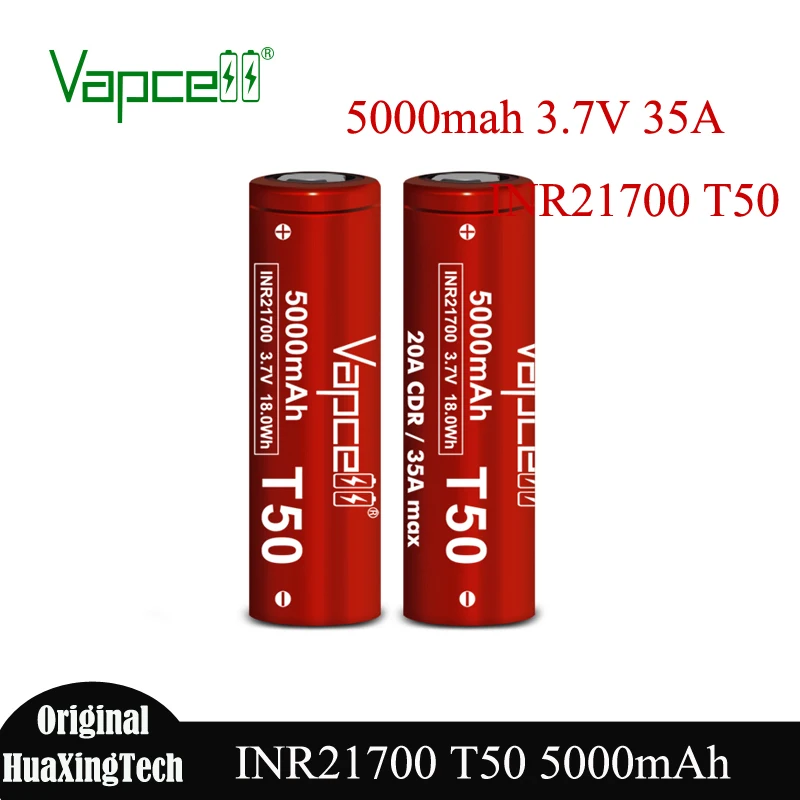 Аккумуляторная батарея Vapcell T50 21700 5000 мАч 20A CDR/35A MAX INR