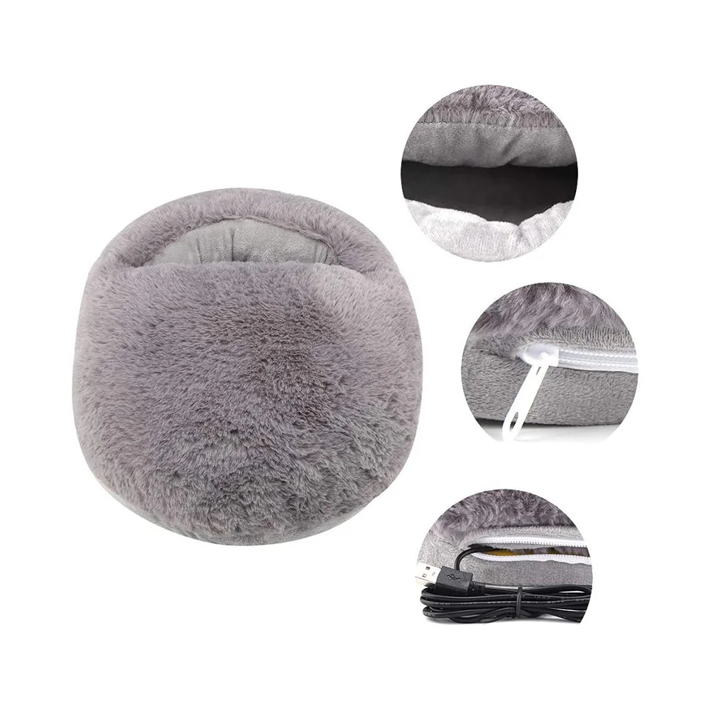 

USB Foot Warmer Electric Heating Pad Winter Feet Warm Shoes Power Save Safe Washable Heated Slipper For Home Travel Office