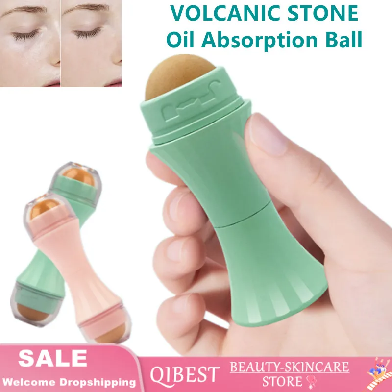 

Facial Oil Absorbent Roller Volcanic Stone Face Oil Control Roller Double Bead T-Zone Oil Removal Ball Face Skin Care Tools