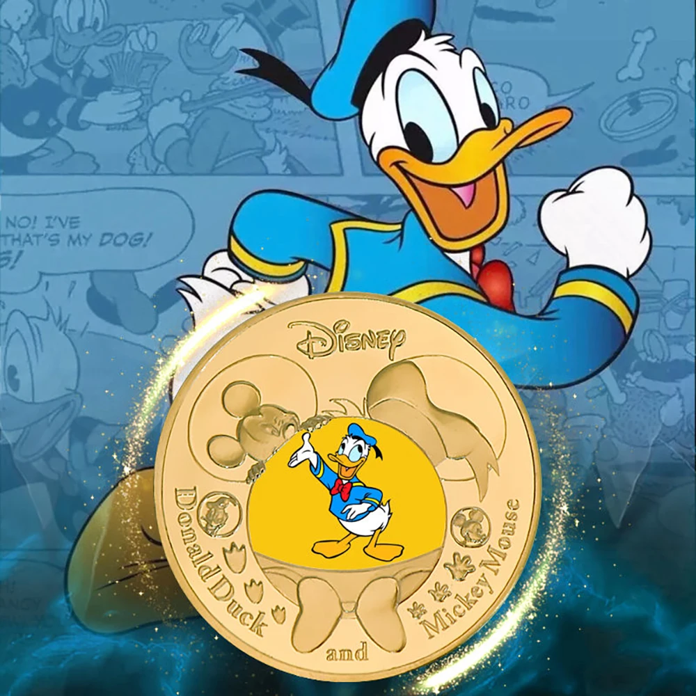 Монеты из мультфильма Микки Маус и Дональд Дак с золотым покрытием для детей