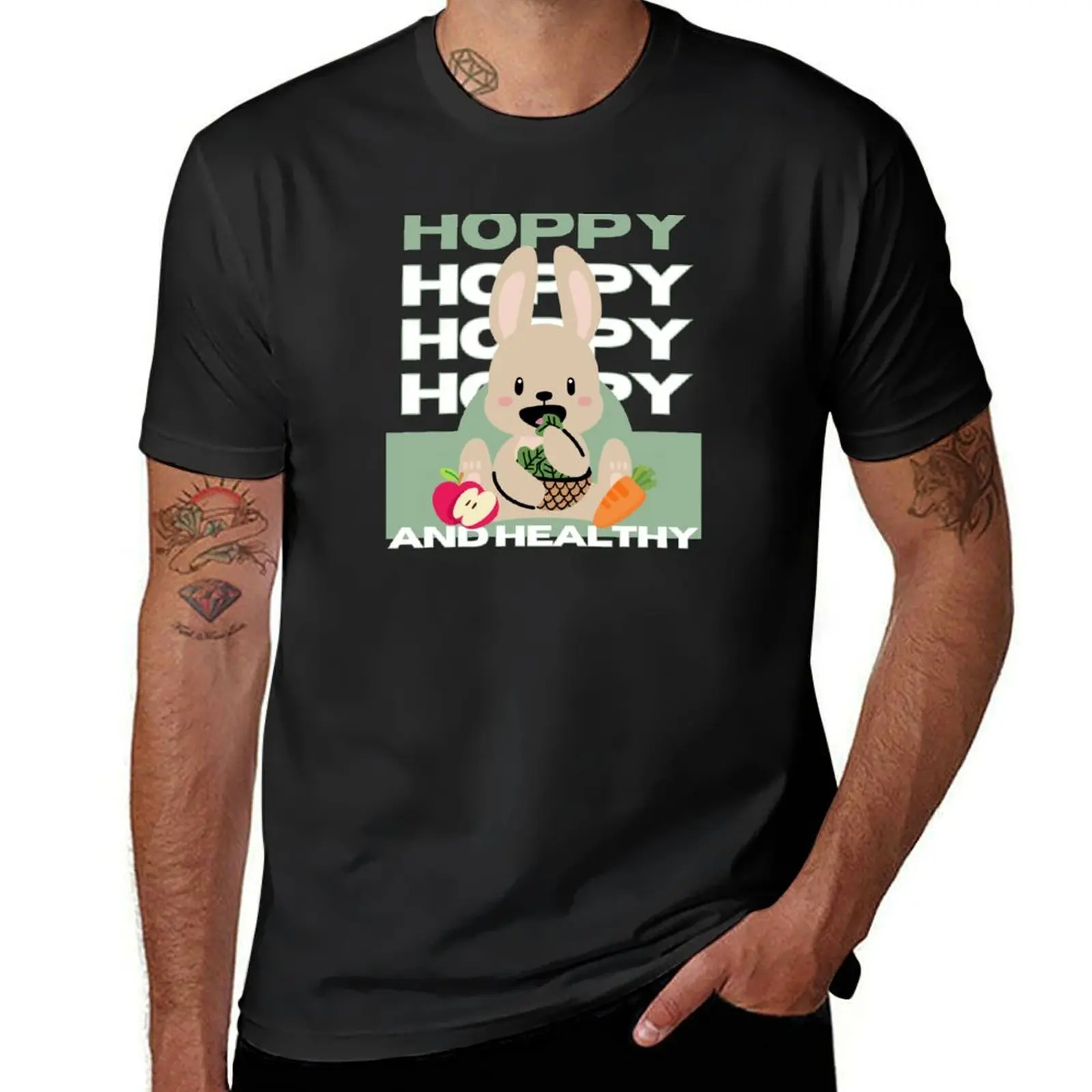 Hoppy и здоровый милый кролик ест овощи фрукты футболка для мальчиков с животным