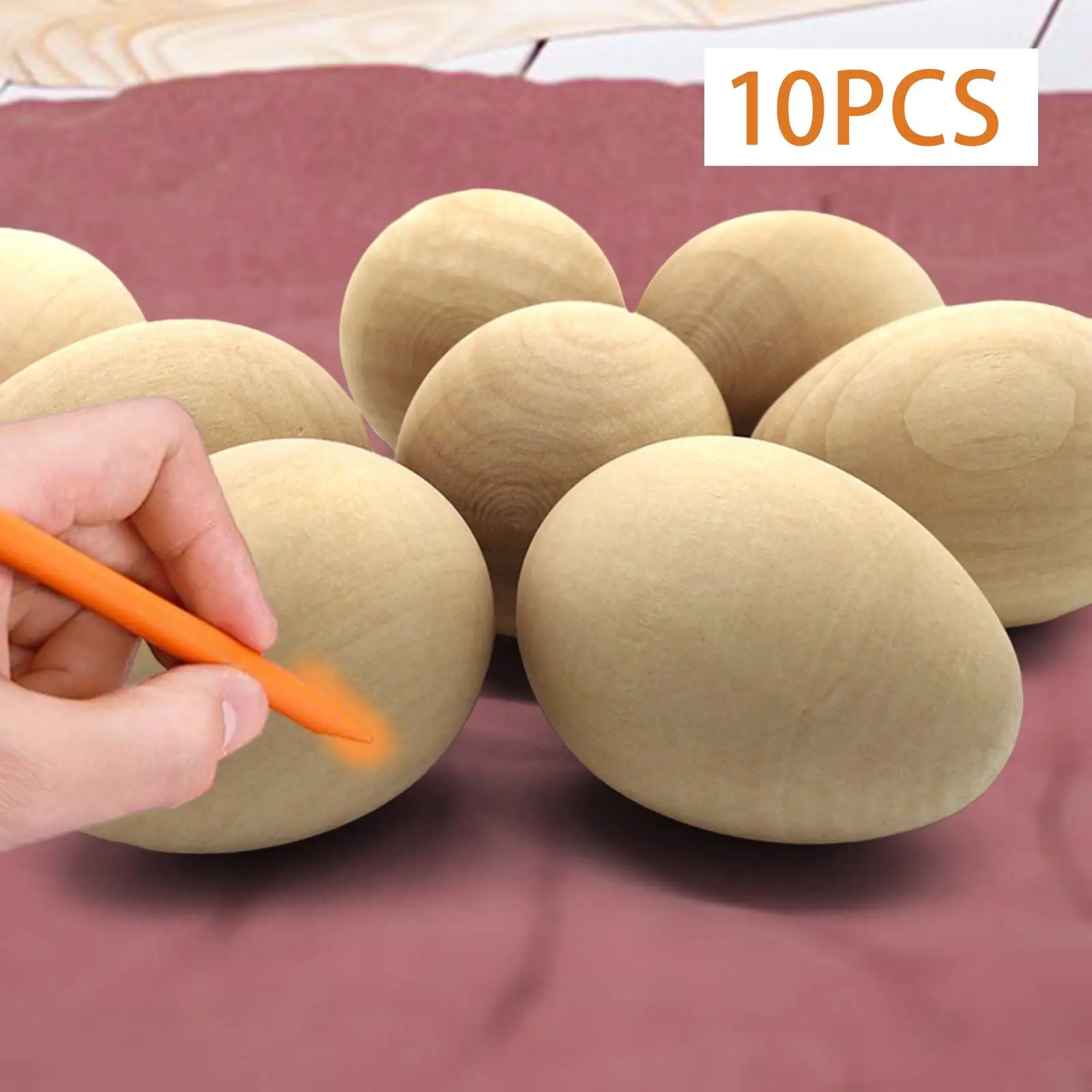 10Pcs Unfinished Wood Eggs with Flat Bottom Wooden Blank Eggs for DIY Easter images - 3