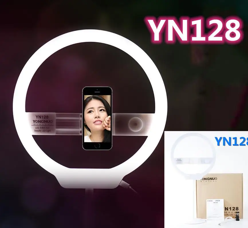

YONGNUO YN128 Selfie Ring Light Camera Photo Studio Phone 128 LED Ring Light 3200-5500K Photography Dimmable Ring Lamp Ringlight