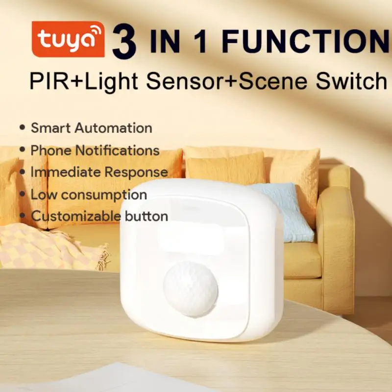 

Tuya Wifi/Zigbee Mini Human Motion Movement Body PIR Sensor With Light Sensor Scene Switch Function Smart Life Home Security