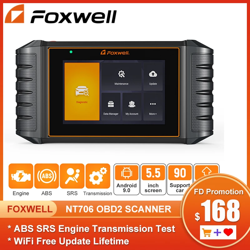 Foxwell NT706 OBD2 сканер для ABS SRS трансмиссионный двигатель мульти система считыватель
