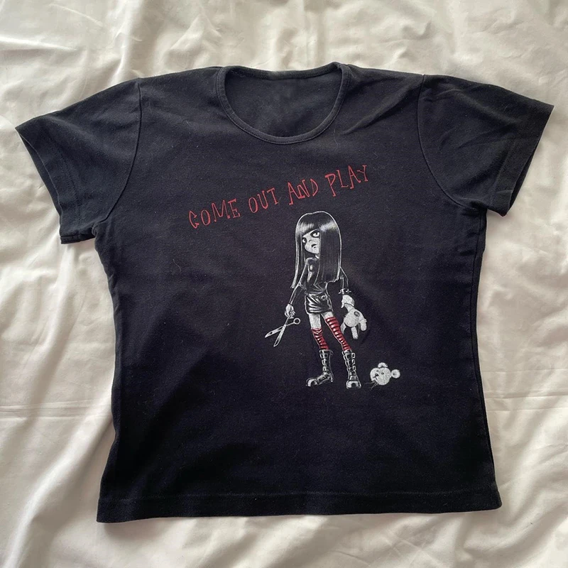 

Women t shirt Hip hop Summer gothic Harajuku Punk Loose Women Casual Short Sleeve Graphics Print T-Shirt Tops y2k emo clothes