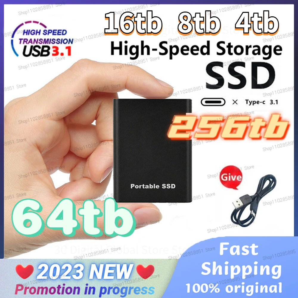 

256TB New Portable SSD HDD 1TB 2TB External Hard Drive 2TB 4TB Solid State Drives 500GB Hard Disk USB 3.1 4TB SSD for Laptop ps4
