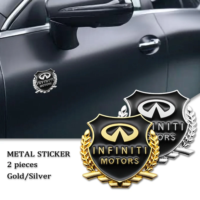 

2pcs Car styling Accessories Side Door Metal Sticker Emblem Badge Decal For Infiniti Q50 Q60 Q70 QX55 G37 JX35 QX50 QX60 QX80