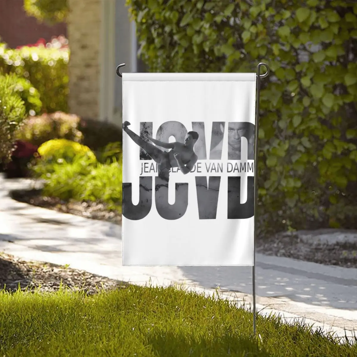 Jcvd B W украшение для сада Жан-Клода Ван флаг с двусторонним принтом