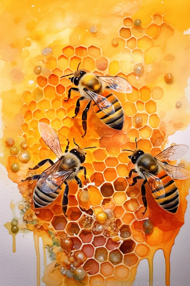 

Печать на холсте "Медово-желтая милая пчела"