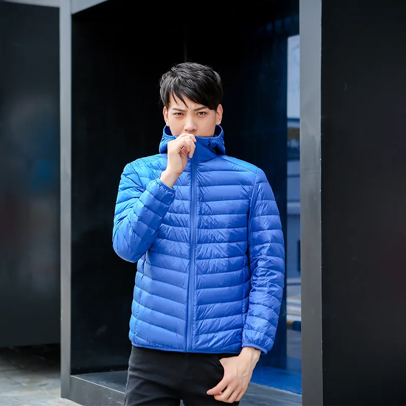 Men's Autumn Winter Ultra Lightweight Packable Down Jacket Water and Wind-Resistant Breathable Coat Big Size Men Hoodies Jackets