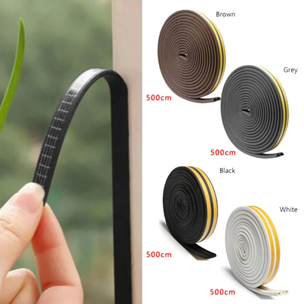

Seal Strip Doors Draught Excluder Foam Seal Strip Soundproofing Window Hardware Rubber Sealing Strips Self-Adhesive Stickers 5m