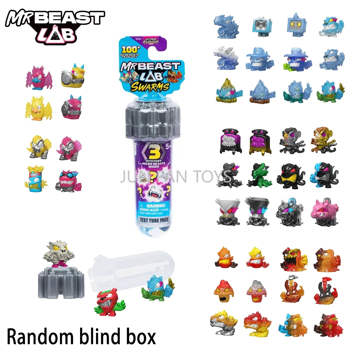 Фото Оригинальный набор MrBeast Lab Swarms Hyper Fusion Series 3: 3 тюбика с 1-дюймовыми фигурками Micro Beasts, коллекционные игрушки для детей, подарок. №1