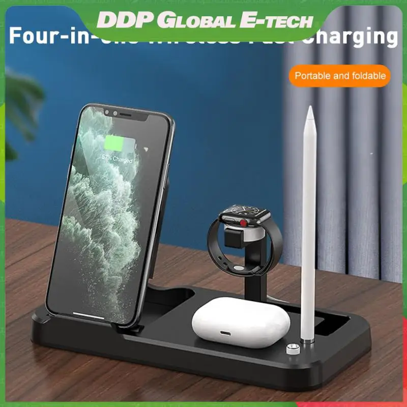 

Flodable Station Fast Charging Led Light Wireless Charger Easy To Store Dock Station For Iphone 11 Xs Samsung 4 In1 For T9