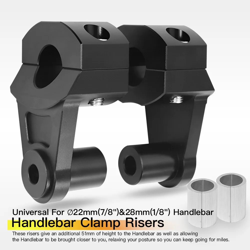 

Motorcycle Universal Handlebar Elevated Seat 22&28mm Adjustable Stand Pipe Handlebar Height Lifter 51mm Universal Accessories