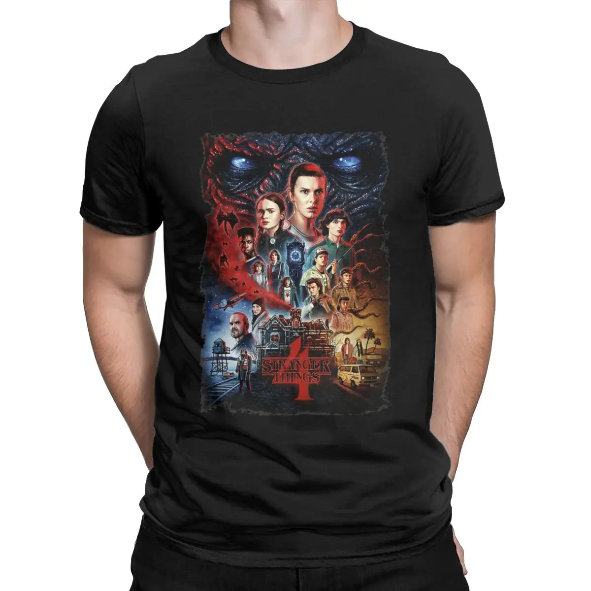 

Stranger Things 4 Edddie Munson Men's clothing Novelty Tees Short Sleeve O Neck T-Shirts for men Pure Cotton 4XL 5XL Clothes