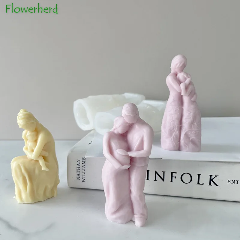 

Simple Modern Abstract Resin Character Ornament Mould Mother Holding Child Human Body Candle Silicone Mould Candle Making