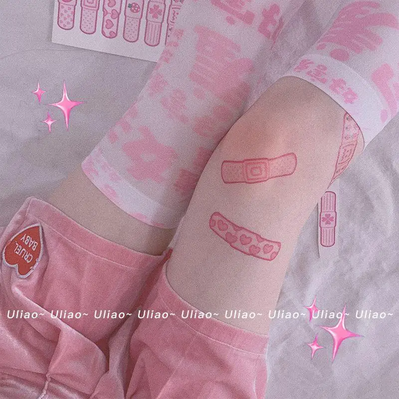 

Anime Band Aid Tattoos Waterproof Fake Tattoo for Woman Men Wrist Arm Cute Temporary Tattoos Cartoon Pink Lolita Tattoo Stickers