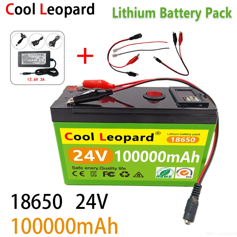 

Обновленная плата, 24 В, 100000 мАч, порт для зарядки 18650, батарея со встроенным 5 В, 52,2 А, USB-порт для зарядки с дисплеем и зарядным устройством в