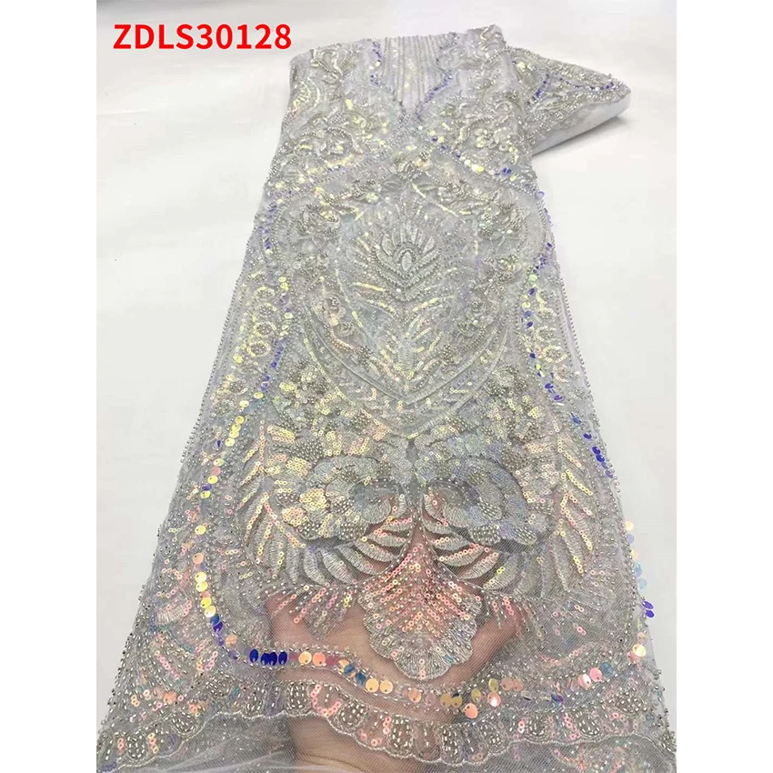 Прекрасная африканская одежда вышивка бисером блестки кружевная ткань низкая