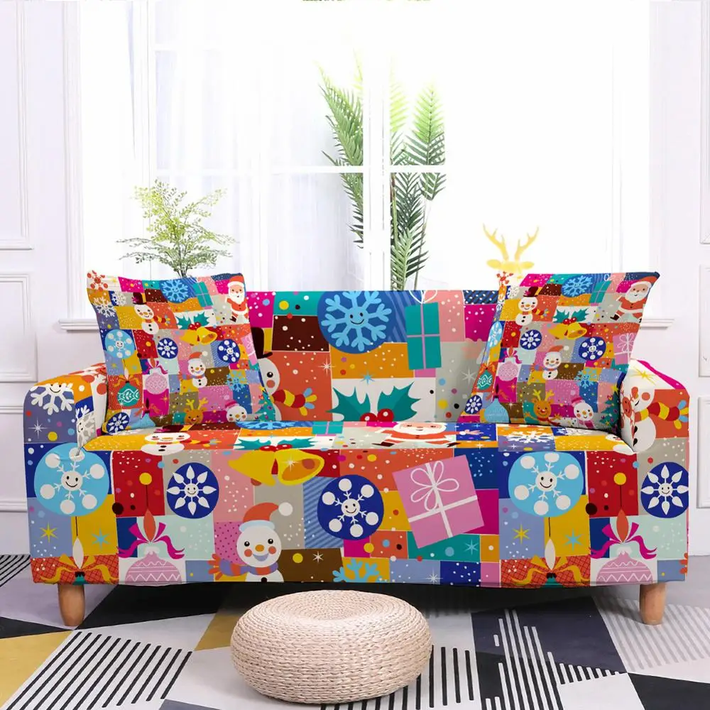 

Christmas Sofa Cover Elastic Sofa Cover Christmas Print for Living Room Elastic Sofa Chair Cover Sofa Home Decor 1/2/3/4 Seat