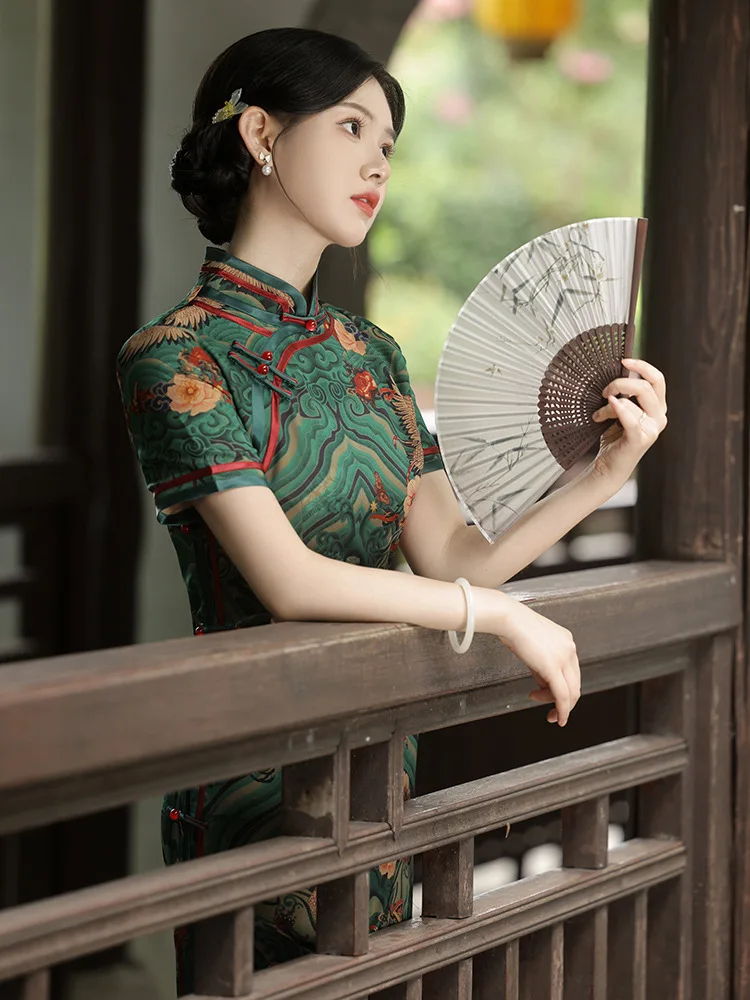 Новинка Осень/Зима 2024 платье Hualuo Qipao с рукавами 3/4 улучшенное двухслойное восьми