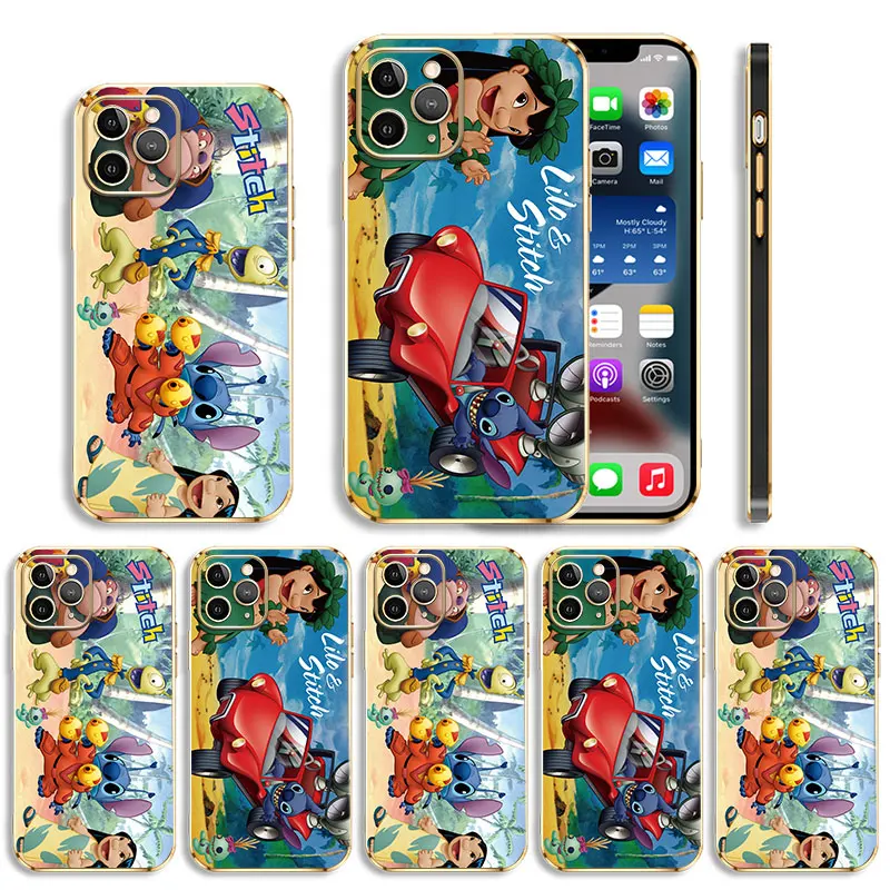 

Lilo & Stitch Life Luxury Soft Plating Phone Case For iPhone 13 12 11 Pro Max Mini X XR XS Max 7 8 6 6s Plus SE Cover