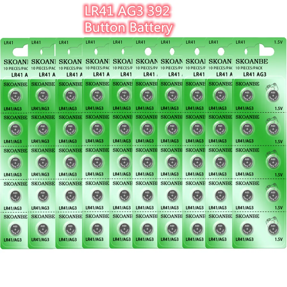

SKOANBE 50PCS AG3 Button Cell L736F LR41 192 392 Thermometer Size Battery