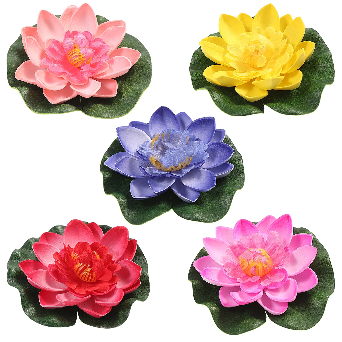 

Vorcool 5Pcs Artificial Floating Water Lily EVA Lotus Flower Pond Decor 10cm Red Yellow Blue Pink Light Pink