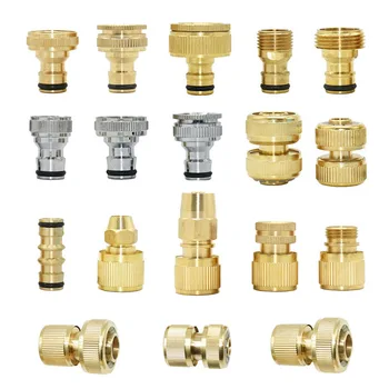 1/2'' 3/4'' 1'' Brass Hose Quick Connecter 16mm 20mm Copper Tap Coupling Adapter Garden Tubing Repair Watering Gun Fittings 1