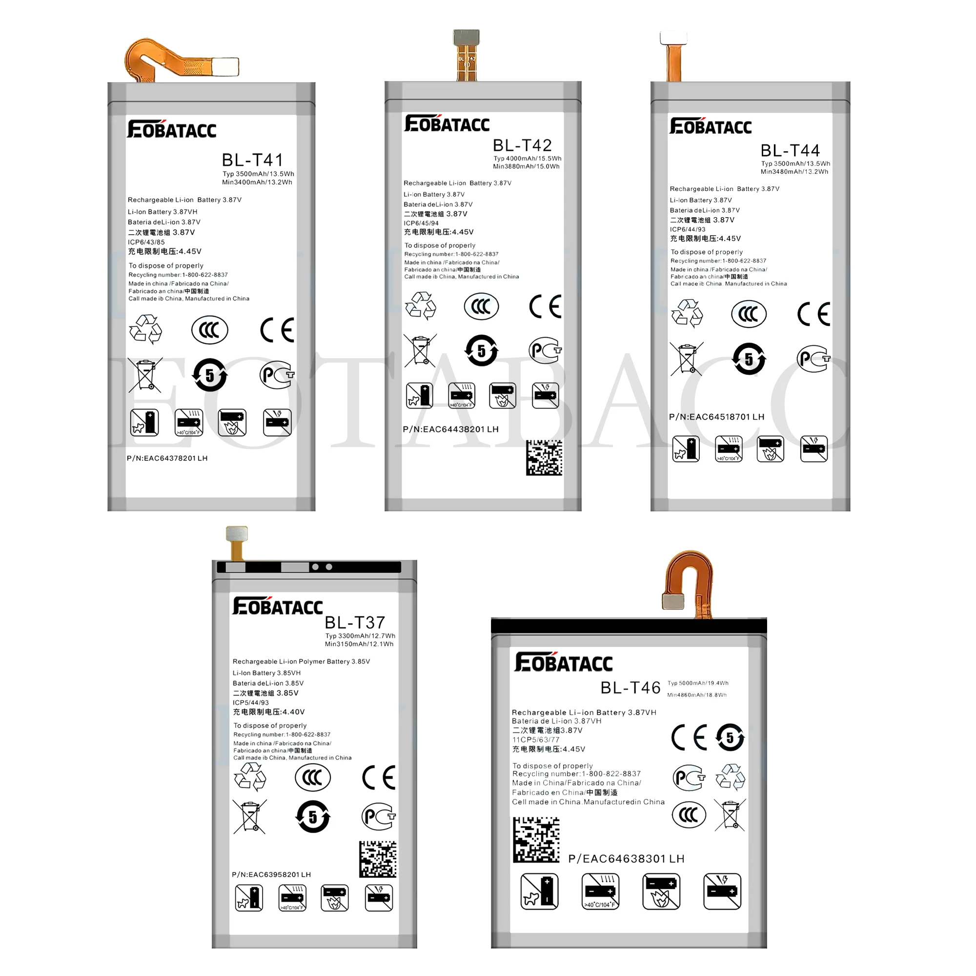 Фото BL-T41 BL-T42 BL-T44 BL-T46 Аккумулятор для LG G8 ThinQ/G820 V50/ThinQ/V50S/G8X Stylo 5/K50/Q60/K40S/X6-2019/V60 ThinQ Аккумуляторы №1