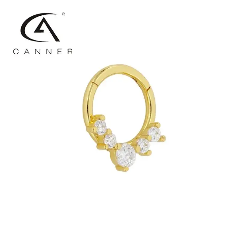 

CANNER S925 Silver Diamond-Studded Earrings for Women 2023 Trend CZ Zircon Round Nose Ring piercing Cartilage Earrings Jewelry