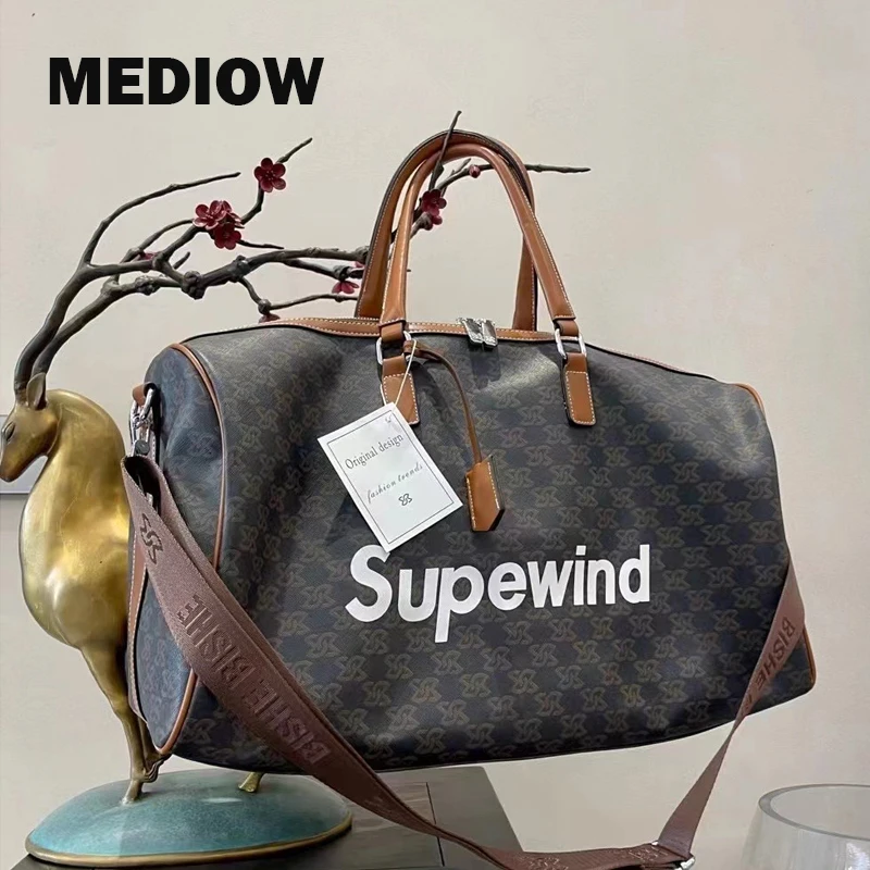 MEDIOW Travel Bag Oversized Luxury Designer Duffle Tote Bags And Handbags 2023 New In PVC Letter Print Paisley Shoulder Luggage