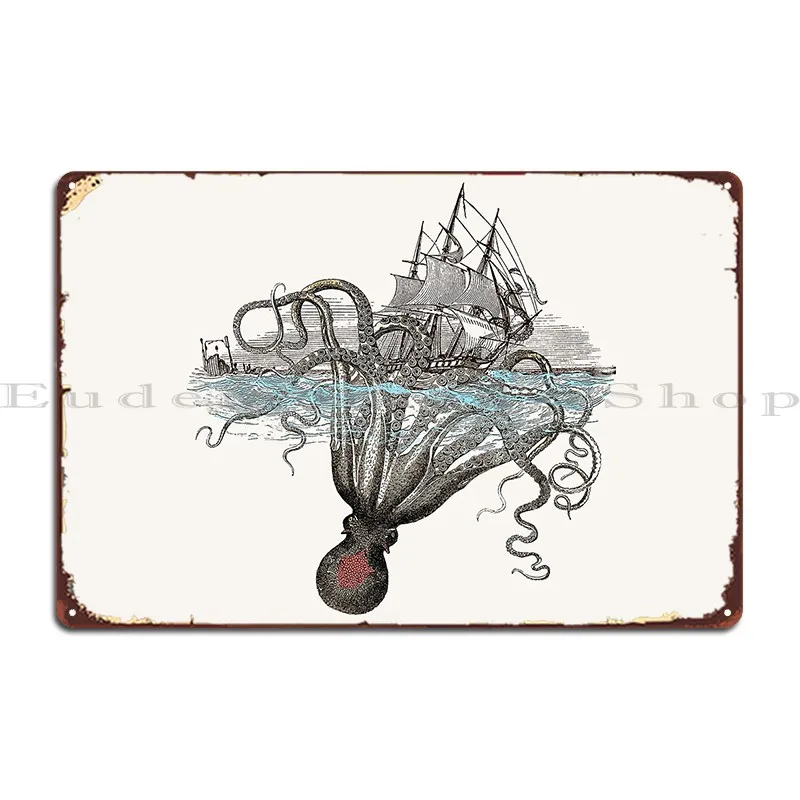 

Остерегайтесь Кракен, металлический знак, настенная роспись, декор для стен паба, печать пещера, жестяной знак, плакат