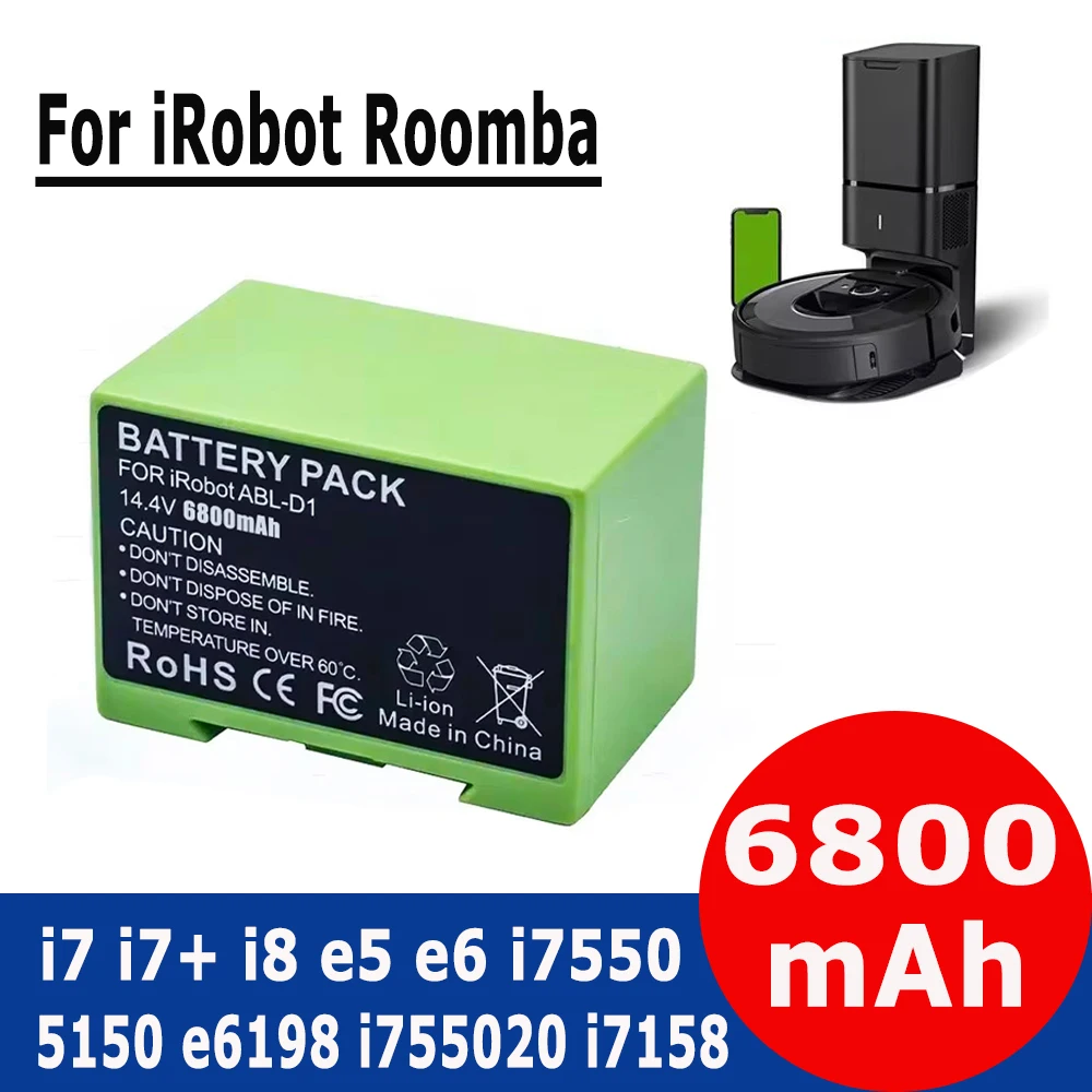 Замена аккумулятора I7 14 4 В 6800 мАч i7 для iRobot Roomba e и i Series i7+ e5 7150 7550 i3 3150 i3+ 3550 i4 4150 i4+