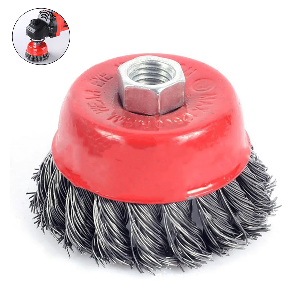 

3 Inch Bowl Wire Brush for Angle Grinders with 1 / 2 Inch Threaded Mandrel