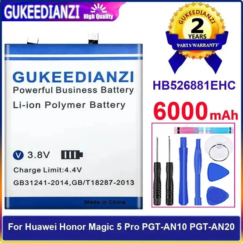 Фото Аккумулятор для мобильного телефона HB526881EHC, прочный, 6000 мАч, для Huawei Honor Magic 5 Pro Pgt-AN10 Pgt-AN20, премиум-замена №2