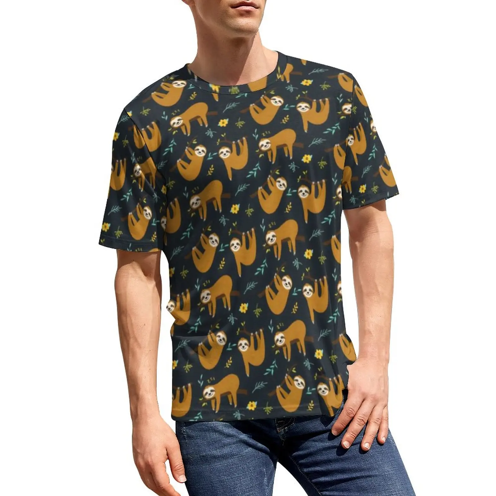

Adorable Sloths T-Shirt Funny Jungle Harajuku T-Shirts Couple Streetwear Tshirt Summer Short Sleeve Custom Tops Plus Size