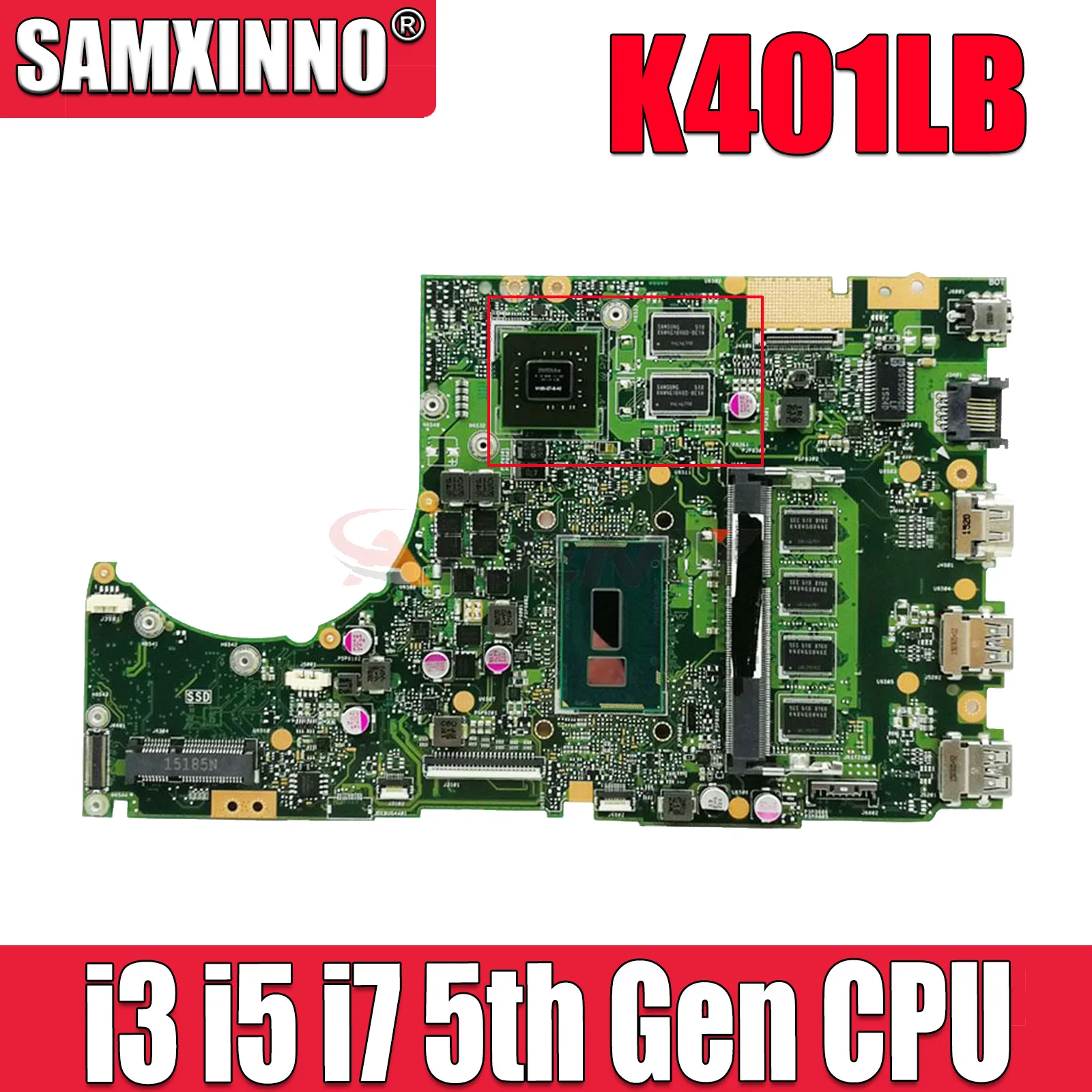 

K401LB MAINboard For ASUS K401LX A401L K401L Laptop Motherboard CPU I3-5010U I5-5200U I7-5500U GT940M 4GB RAM 100% Working Well