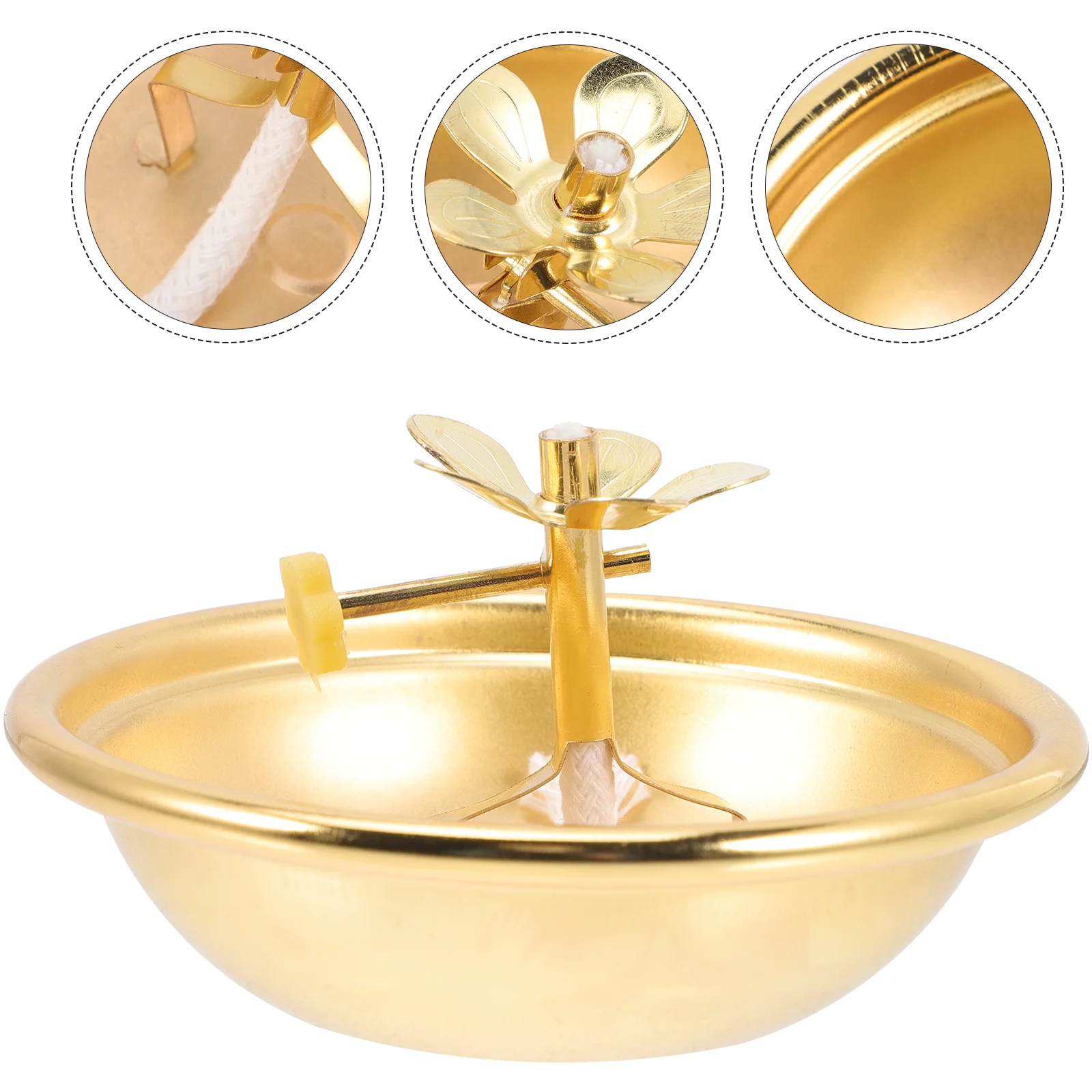 

Oil Lamp Dish Liquid Holder Lamps Indoor Use Temple Decor Cotton Thread Alloy Light Decorative Kerosene