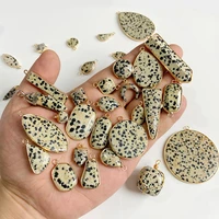 natural dalmatian mineral healing pendant gem stone bullet round spike point drop beads charm pendant for jewelry craft making