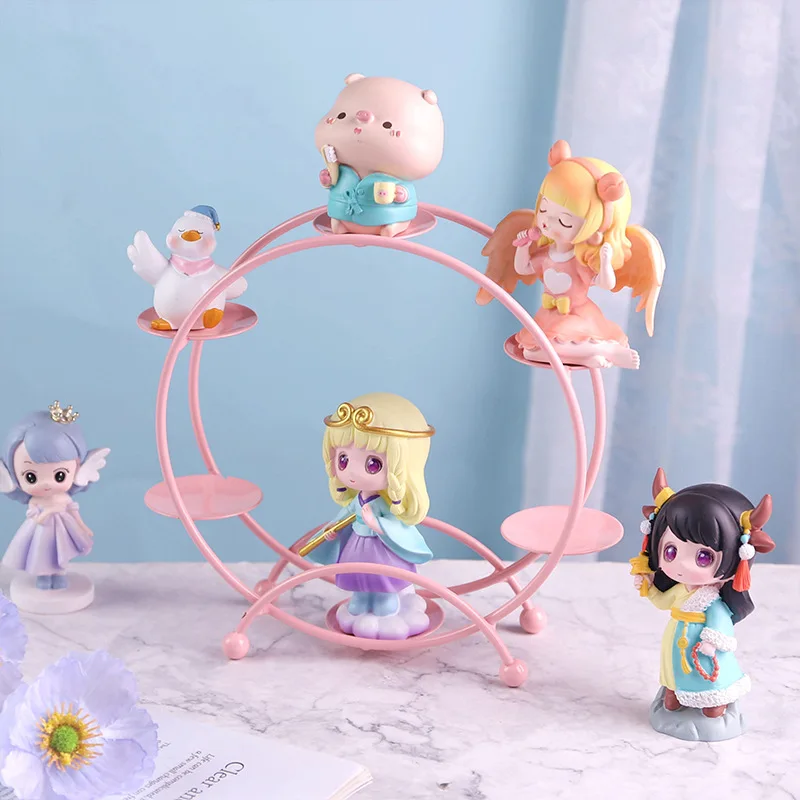 Blind Box Ornaments Rack Ferris Wheel Table Ornaments Pink White Window Hand-held Display Rack Props Decoration Storage Rack