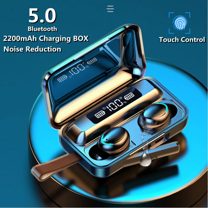 

Wireless headset TWS and Bluetooth, helmet and led charging box, stereo bass, sports, waterproof, microphone