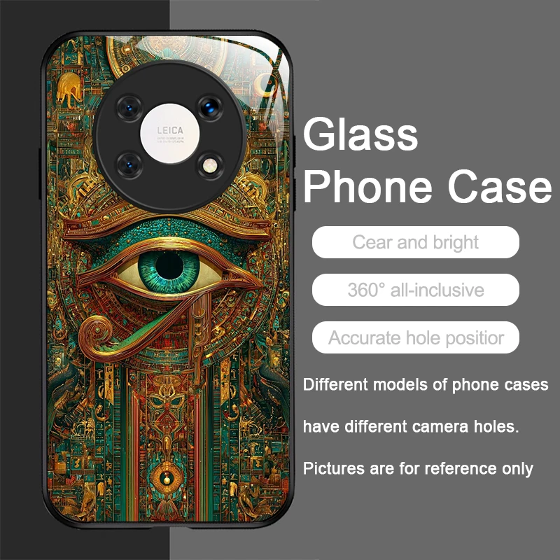 Чехол для телефона из закаленного стекла в стиле ретро Devil Eye Mysterious Totem для Huawei Nova 13 12 SE 11 10 Pro Mate 70 60 40 30 P60 P50 P40 (art.: 3920d45eddff0) - 3920d45eddff0